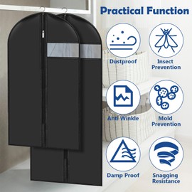 Set of 6, 2 sizes: 60 x 140 cm / 60 x 100 cm, dustproof, waterproof with zip, protective clothing cover, storage bag for clothes to hang