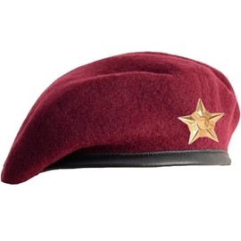 Sivi Traditional Army Style Cap with Metal Star Badge – Che Guevara Inspired, Woolen French Beret Hat for Men and Women (US, Alpha, One Size, Medium, Maroon)
