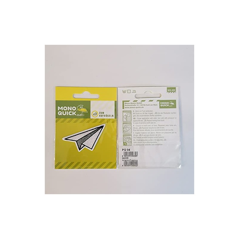 Mono-Quick Origami Jet Aeroplane Iron-On Patch 3.5 cm x 4.0
