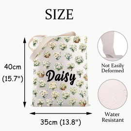 JXGZSO Daisy Flowers Canvas Tote Bag Flower Lover Gift White Daisy Shoulder Bag Floral Botanical Gift Wildflower Handbag, Tulip Flowers Tote Bag, Large