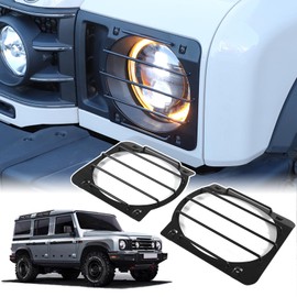 Bekantogy 2PCS Car Light Cover Compatible with Ineos Grenadier 2020-2025 Headlight Guards Headlights Cover Lamp Exterior Frame Protection Kit Car Exterior Accessories (Sand Black)