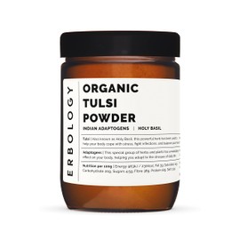 100% Organic Tulsi Powder 180g - Holy Basil - Calm and Mood - Straight from Farm - Raw, Vegan and Gluten-Free - Non-GMO - No Additives or Preservatives - Recyclable Glass Jar