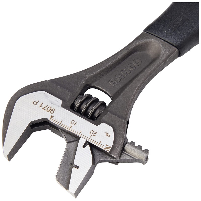 Bahco 9071P Black Ergonomic Adjustable Wrench Reversible Jaw 200Mm (8In)