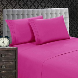 Elegant Comfort 1500 Thread Count Luxury Egyptian Quality Softness Wrinkle and Fade Resistant 3-Piece Bed Sheet Set, Deep Pocket up to 16inch, Twin/Twin XL, Pink