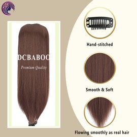 Dcbaboo Clip-In Hair Extensions, Straight, 8 Pieces, 60 cm, Clip-In Hair Extensions Like Real Hair, Synthetic Long, Dark Chestnut Brown