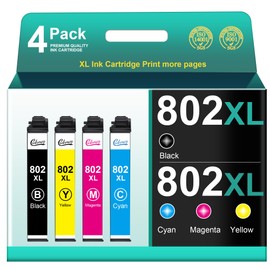 802XL Ink Cartridges Replacement for Epson 802 Ink Cartridges for Epson 802 802 XL Ink Cartridges Combo Pack Works with Epson Workforce Pro WF-4740 WF-4730 WF-4720 WF-4734 EC-4020 EC-4030, 4 Pack
