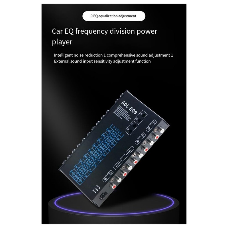 Lyaciomn Auto Square 9 Band Graphic Equalizer Digital Car Audio