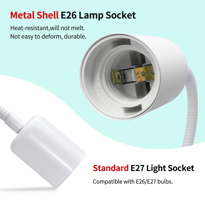 FEYAIM Plug in Light Socket E26/E27 Socket Adapter with On/Off