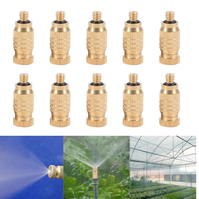 10Pcs Threaded Brass Fog Mist Nozzles Misting Fogging Spray Sprinkler