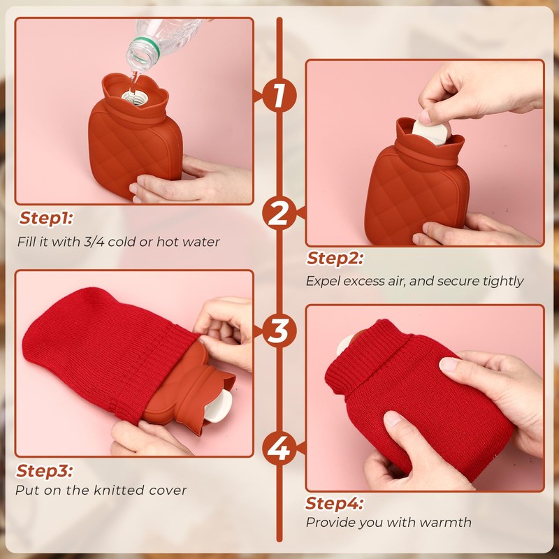VIHOSE 2 Pcs Small Hot Water Bottle Bag 350ml for