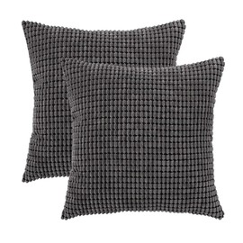 Urban Funk Collective - Pack of 2 Double-Sided Corduroy Corn Kernels Moden Decorative Throw Pillow Covers 18x18'' (45x45cm) Anti-Static Removable Washable Pillowcase Cushion Covers (Dark Grey)