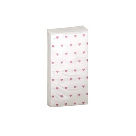 10 x 10 Handkerchiefs 'Hearts' Pink for Tears of Joy (Pack of 100) - Wedding, Christening or Communion