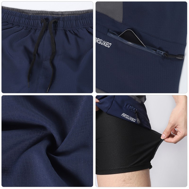 2 In 1 Padded Bike Shorts with Pockets Men Breathable
