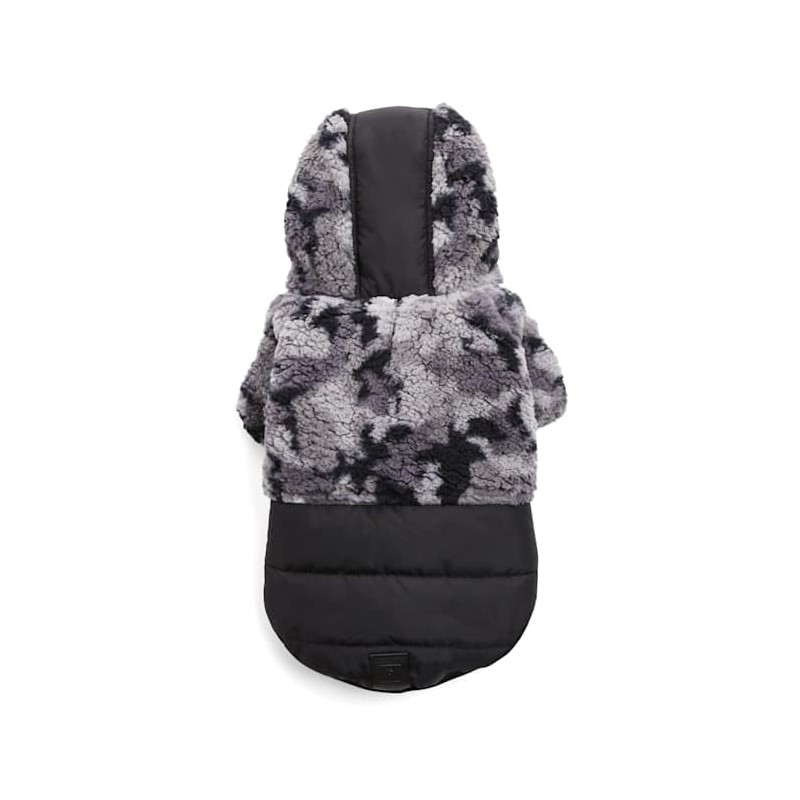 Reddy Black Sherpa Hooded Dog Jacket, X-Large