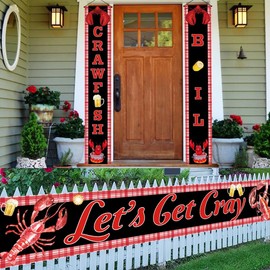 3 Pieces Crawfish Boil Banner 2 Porch Banners 1 Fence Banner Crawfish Decoration Crayfish Party Favor Seafood Boil Party Supplies Lobster Theme Decor