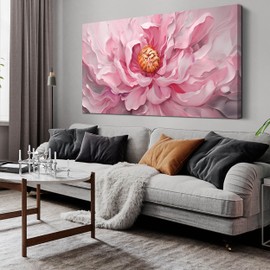 Prepeyssee Floral Wall Art for Living Room Pink Wall Art Large Botanical Artwork for Bedroom Office Teen Girl Room Decor Canvas Prints 29x59 Inch