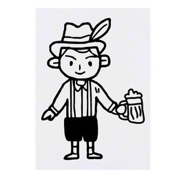 'German Caricature' Temporary Tattoo - Water Resistant, Skin-Safe, Non-Toxic Transfer (TO00026388)