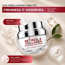 Clear Beauty- Hidratante facial diario con retinol y colágeno: probado por dermatólogos, reduce arrugas, líneas finas y arrugas.