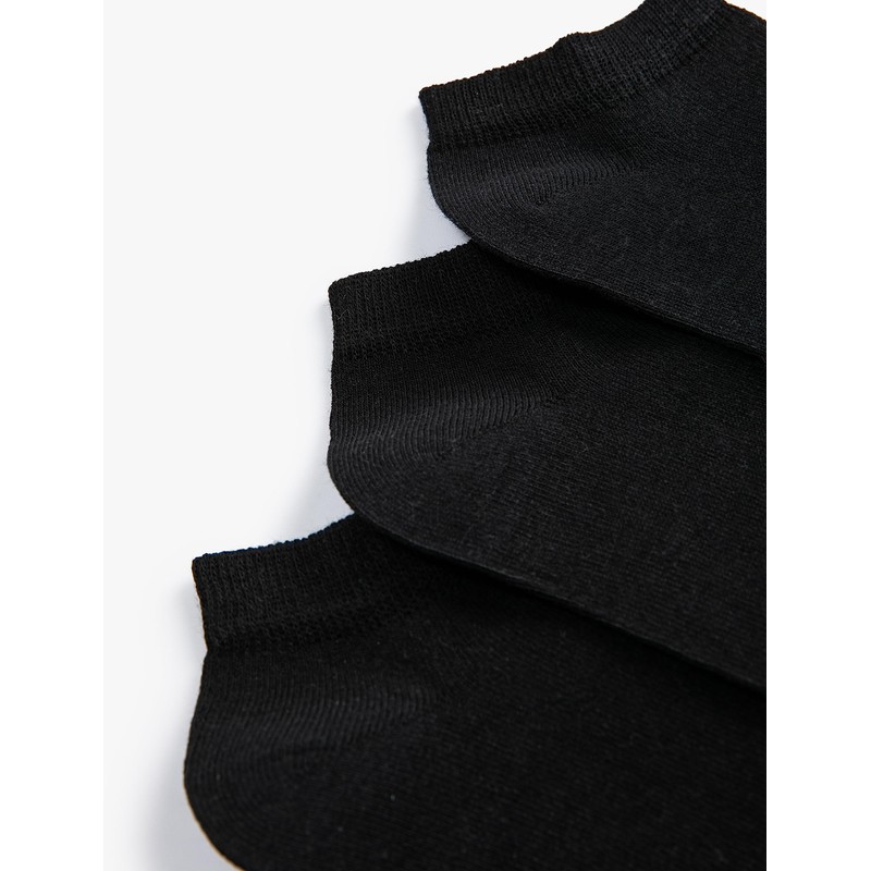 Koton Men's 3-Pack Basic Bootie Socks Set, Black(999), One Size