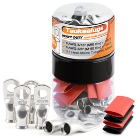 20PCS 6 AWG 5/16 3/8 inch Battery Cable Lugs,6 gauge Tinned Copper Crimp Connector Ring Terminal Wire Ends with 20pcs 3:1 Adhesive Heat Shrink Tubing in Dual-neck bottle