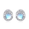 Moonstone Earrings Sterling Silver Three-Dimensional Moonstone Stud Earrings Nordic Filigree