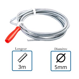 AURSTORE BASA Pipe Cleaning Shaft - Flexible Spiral with Claw - Environmentally Friendly Solution for Stubborn Blockages / Drain Spiral / Pipe Cleaning Spiral (1 Piece (3 m x 5 mm)))