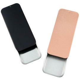 Lovelysp-Metal Box with Slide Lid 34x80x10mm Mini portable rectangular container For use in lip balm containers and cosmetic organizer-4pcs