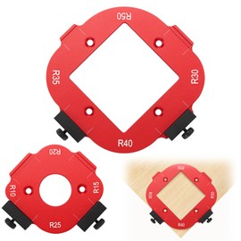 Xuhal 2 Set Alloy Router Templates for Woodworking Router Corner Radius Template Quick Rounded Corner Jigs R10/R15/R20/R25/ R30/R35/R40/R50 with Table Removable Clip Arc Cutting Auxiliary Tool DIY