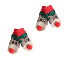 Golden Apple 1 Set Christmas Dog Socks Xmas Elk Knit Dog Grip Socks Pet Paw Cover for Small Medium Pet Puppy Dogs Cats (M)