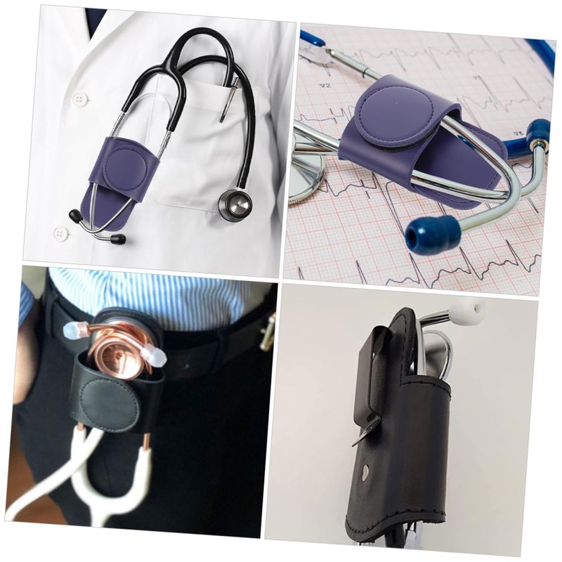 CIYODO 2 pcs Stethoscope Holder Clip Portable Leather Stethoscope Case