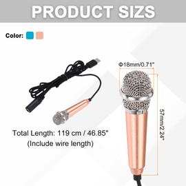 sourcing map 2 Pcs Mini Microphone, Mini Mic Tiny Microphone Phone Type C Mic Small Microphone for Record Phone Voice, Gold/Blue