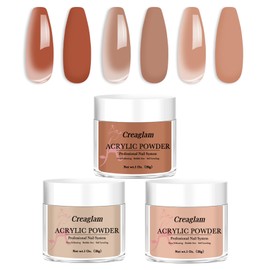 Creaglam Super Acrylic Powder 28g: 3Pcs Large Capacity Bruschetta Tuscany Nail Polymer for 3D Art Carving French Extension - 1oz. Muted Clay Professional Acrylic Powder No Need Lamp
