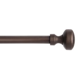 TOWN & COUNTRY EVERYDAY Modern Rounded Cap Single Indoor Curtain Rod and Finial Set, Easy Install Wall Mount, Oil Rubbed Bronze, Adjustable 36”-72”