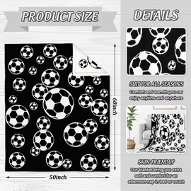 FYSUIMU Soccer Fuzzy Blanket Black White Sports Ball Throw Blanket Double-Sided Soft Cozy Blanket for Home Bed Sofa Couch Chair, 50 x 60 Inch