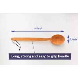 ECOSALL Heavy Duty Large Wooden Spoon 18-inch, Long Handle Cooking Spoon With a Scoop...