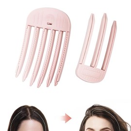 2 Pack Wind Shaping Styling Comb for Fluffy Bangs for Volume and Heatless Curls, Quick Hair Styling Tools, Volumizing Hair Clips for All Hair Types, No-Trace Hair Root Lifting Clips Men Women (Pink) - Color: Light Pink+Purple, Size: 4 Pack