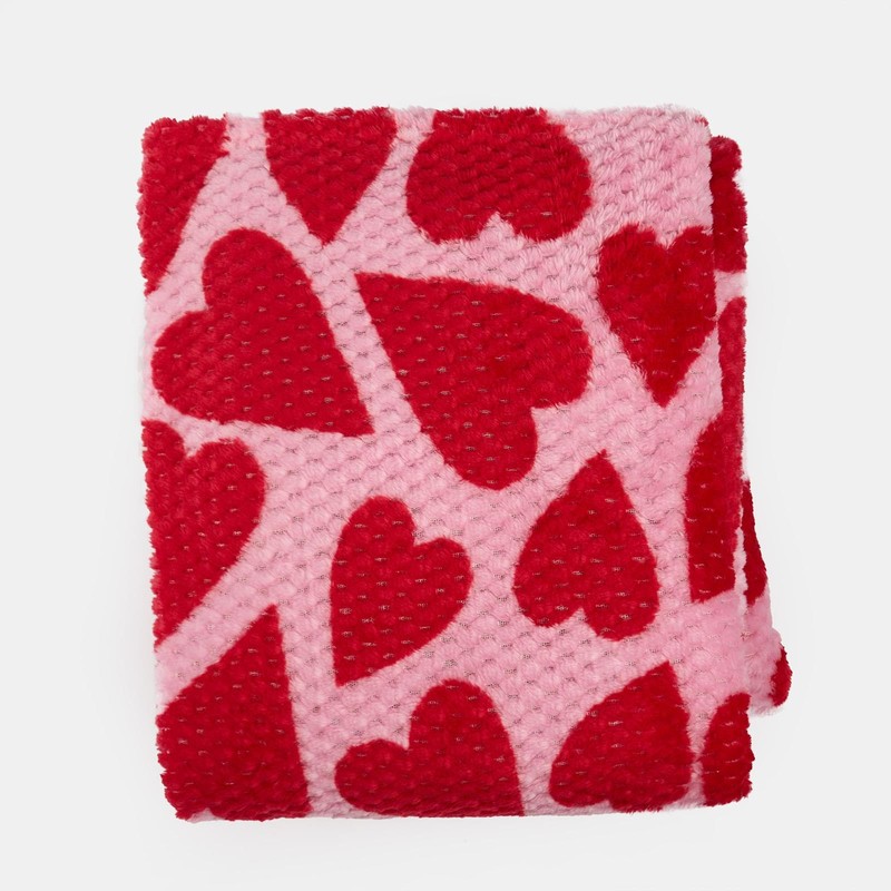 OHS Waffle Hearts Throw Blanket Fleece, Valentines Decorations Throws for