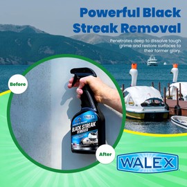 Walex Premium RV/Marine Black Streak Remover - Powerful Exterior Cleaner for RVs, Campers, and Boats, Restores Original Shine, Removes Tough Stains & Scuff Marks, Easy Application, 32 oz