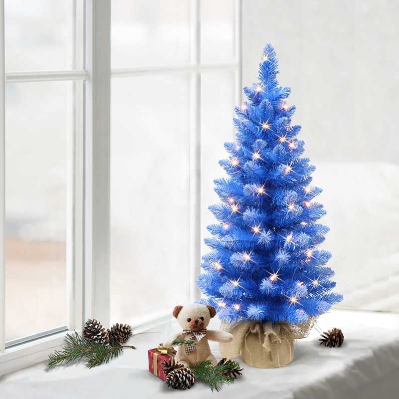 3 ft Pre-lit Fashion Blue Tree, 97 Tips, 50 UL