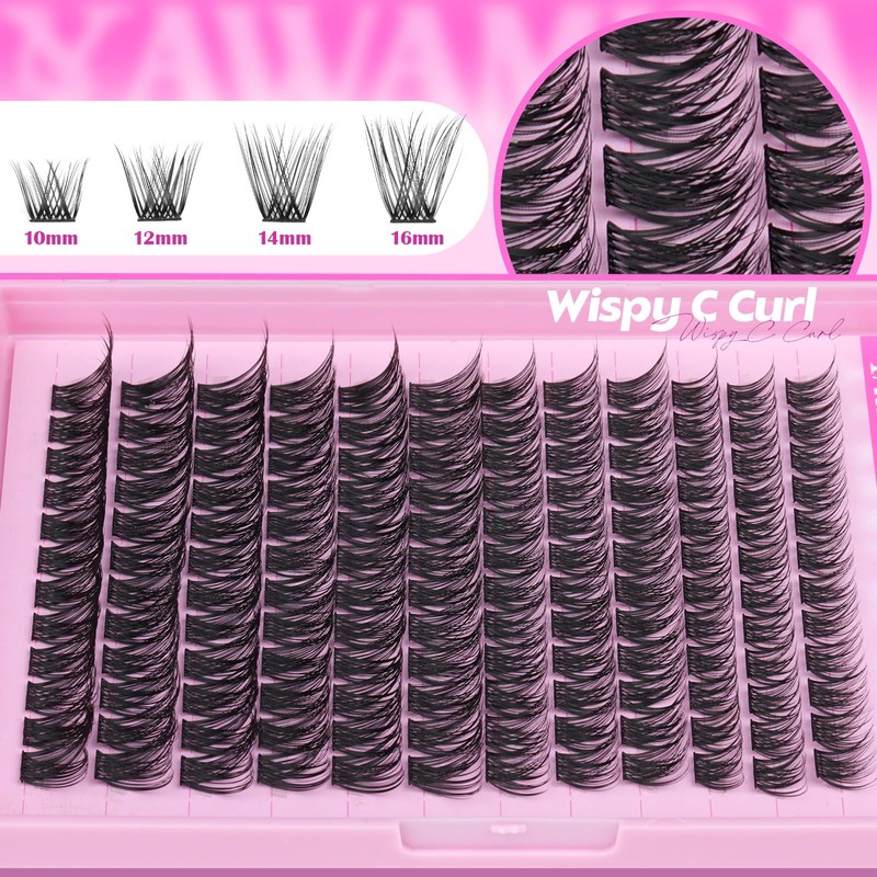 Yawamica Wispy Lash Clusters C Curl Individual Lashes DIY Cluster