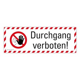 Sticker Combi Sticker "Durchgang verboten!" Warning Symbol ISO 7010 | 21 x 7.4 cm Made in Germany