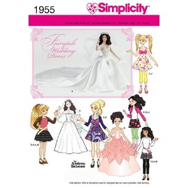 Simplicity 1955 Wedding Doll Clothes Sewing Patterns, for 10.5'', 11.5'' and 12.5'' Dolls