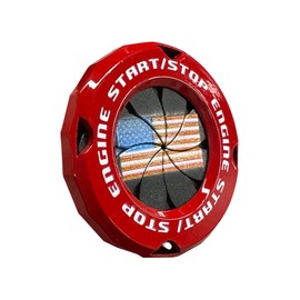 Craedli American Flag Rotary Push Start Button Cover, Zinc Alloy Car Engine Start Stop Button Decorative Cover, Universal Ignition Key Switch Protector Sticker Car Accessories for Truck SUV (RedBlack)