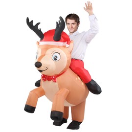Boveco Inflatable Reindeer Costume Unisex Adult Riding Deer Suit Onesie Outfit Fancy Dress Elk Costumes Blow up Fun Outfit for Men and Women Holiday Party Cosplay Half Body