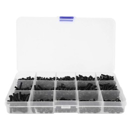 Nikou Nylon Screw Set - 600 Pieces Portable Nylon Screw Set M3 5~25 mm Pan Head Cross Screw Washer Nut Set Good Toughness (Black)