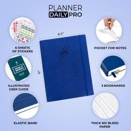 Clever Fox Planner Daily PRO - 8.5 x 11" A4 Size Daily Life Planner and Gratitude Journal to Increase Productivity, Time Management and Hit Your Goals - Undated - Lasts 3 Months (Royal Blue)