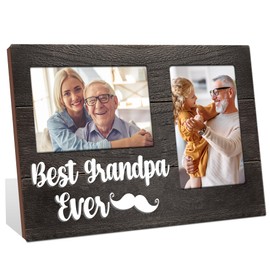 JNDJE Grandpa Gifts, Fathers Day Grandpa Gift from Grandkids, Birthday Gifts for Grandpa 3D Photo Frame Hold 4x6 Inches Two Photos - Unique Papa Gifts for Him Picture Frame Present
