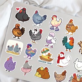 Stickers for Chicken Water Bottle|50 PCS Hen Rooster Vinyl Waterproof Sticker for Water Bottle Laptop Skateboard Phone Car Decals Gifts for Kids Teens Adults for Party Favors Supplies Decor