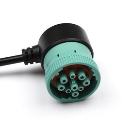 Moxikison Green J1939 Male to OBD2 Female Adapter Cable, 9 Pin Male to 16 Pin Female, Truck Diagnostic Scanner Cable Adapter for Cummins Diesel Engine