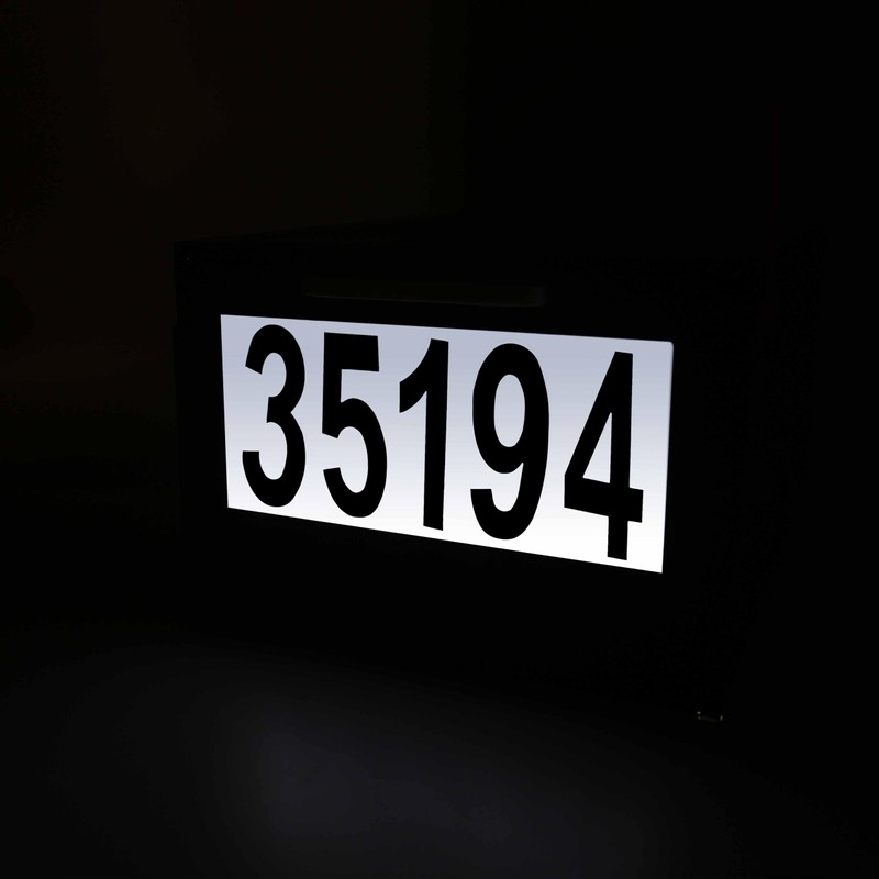 Black Post Mount Mailbox - 2 Lighting Modes Solar Numbers
